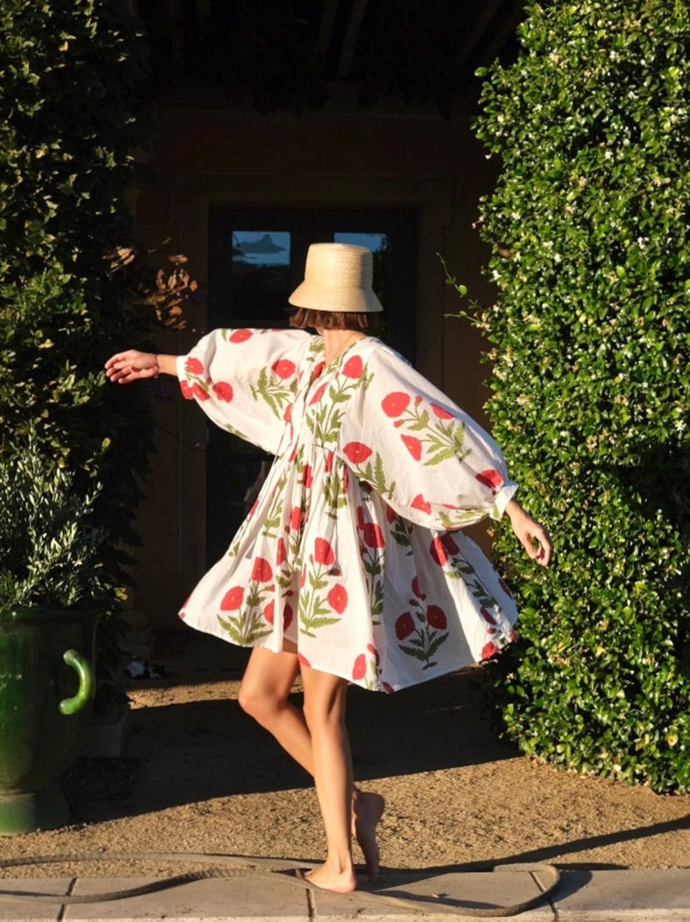 Maison Marigold Taj Mini Dress Red Flower XS/S Cotton Voile Floral